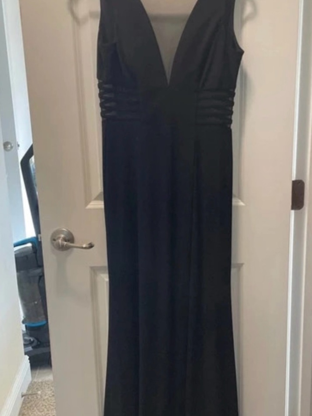 Morgan & Co. Black Deep V Maxi Dress